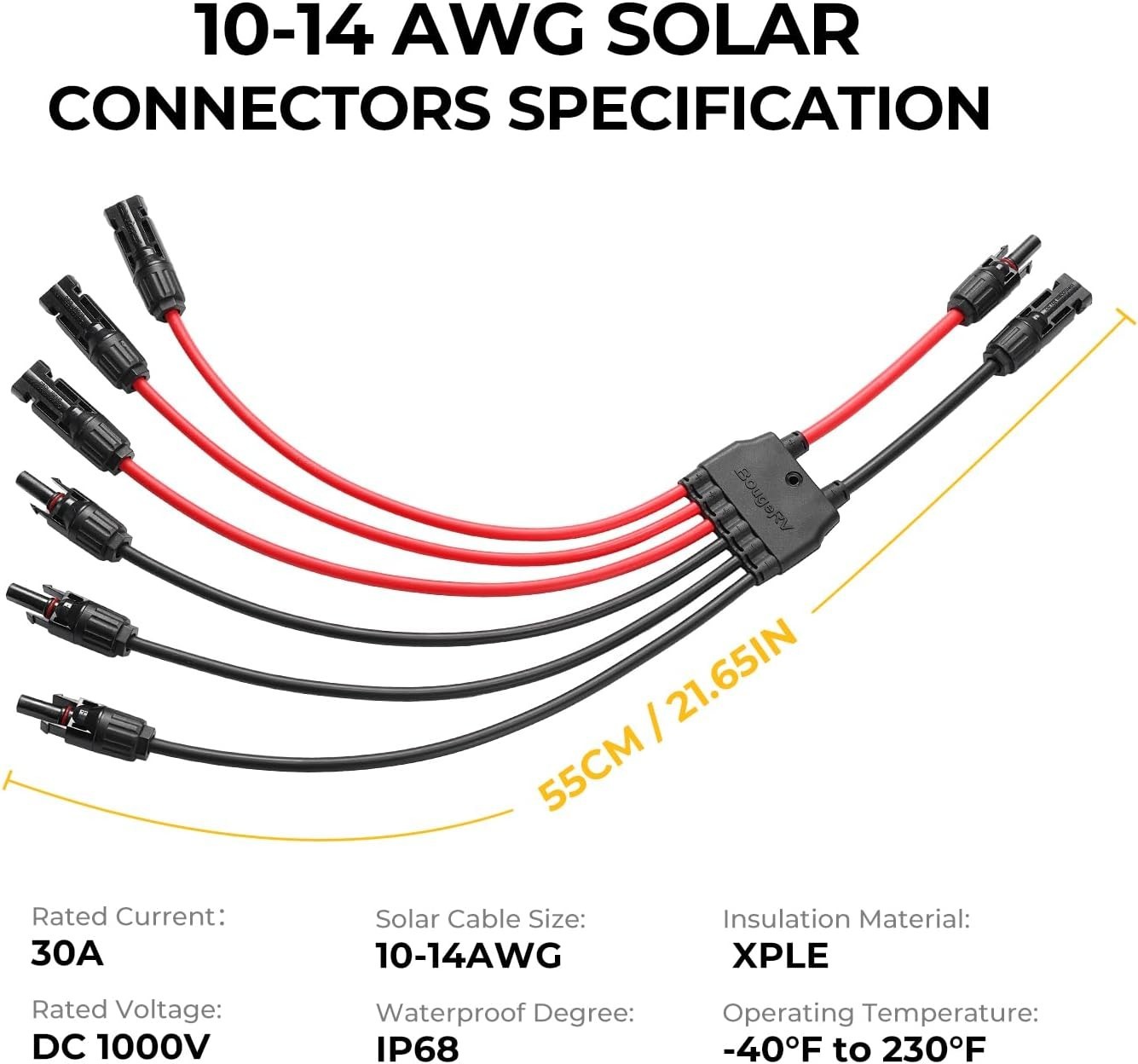 Solar Parallel Connectors for 2-3 Solar Panels, 2 to 6 Y Branch 10AWG Adapter…