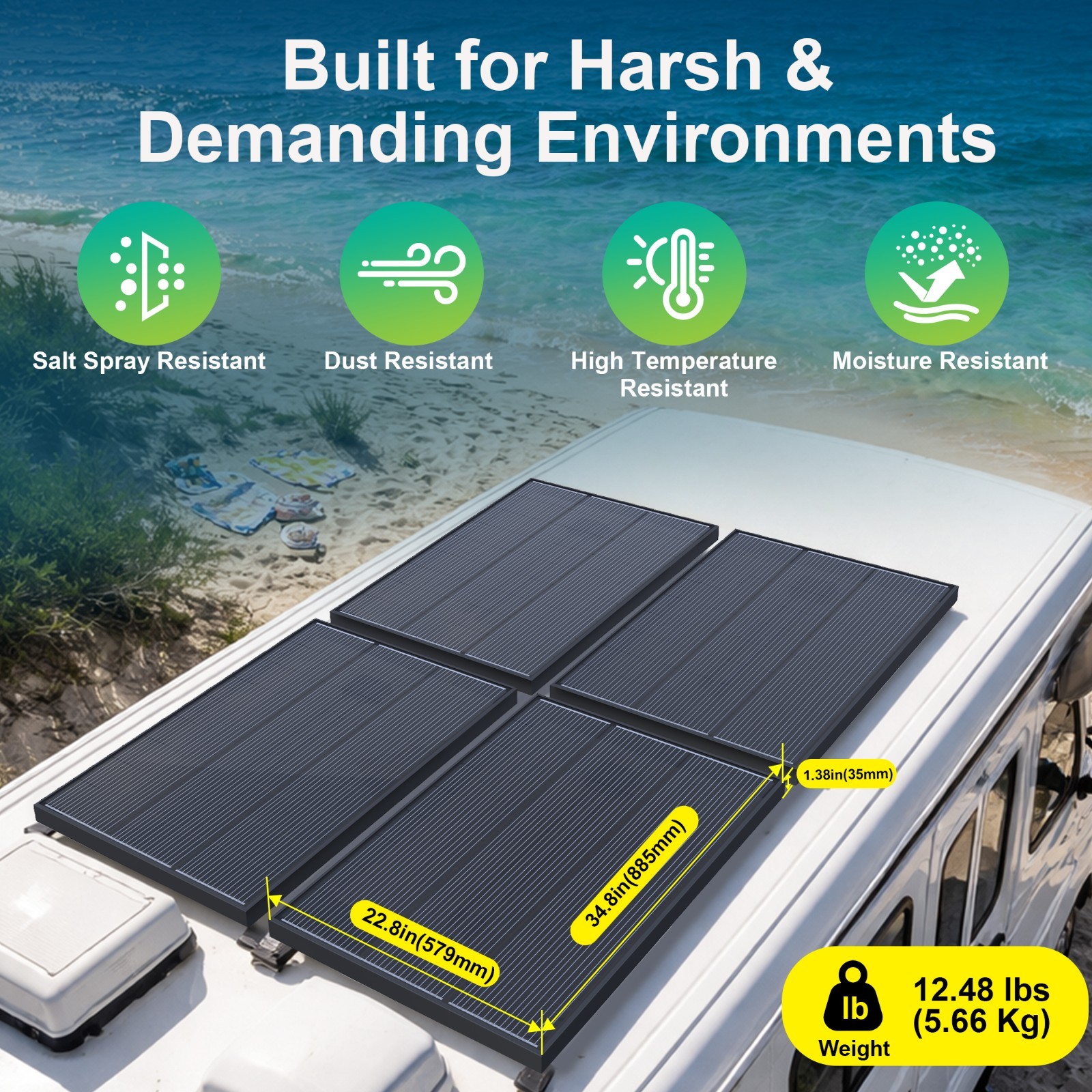 ACOPOWER 100W 12V Bifacial Solar Panel 16BB N-Type 25.4% High Efficiency