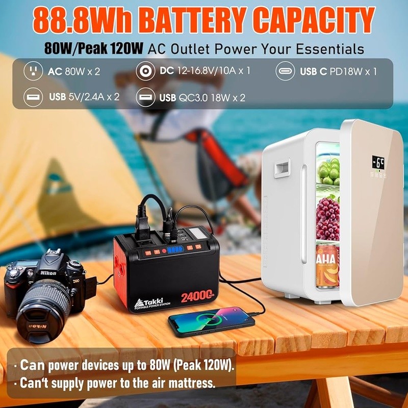Portable Power Station 88.8Wh Fast Charging Camping Generator 8 Outputs New