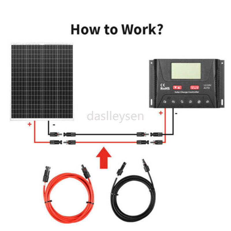 Black+Red 10 AWG Solar Panel Extension Cable Silicone Flexible Wire Connectors