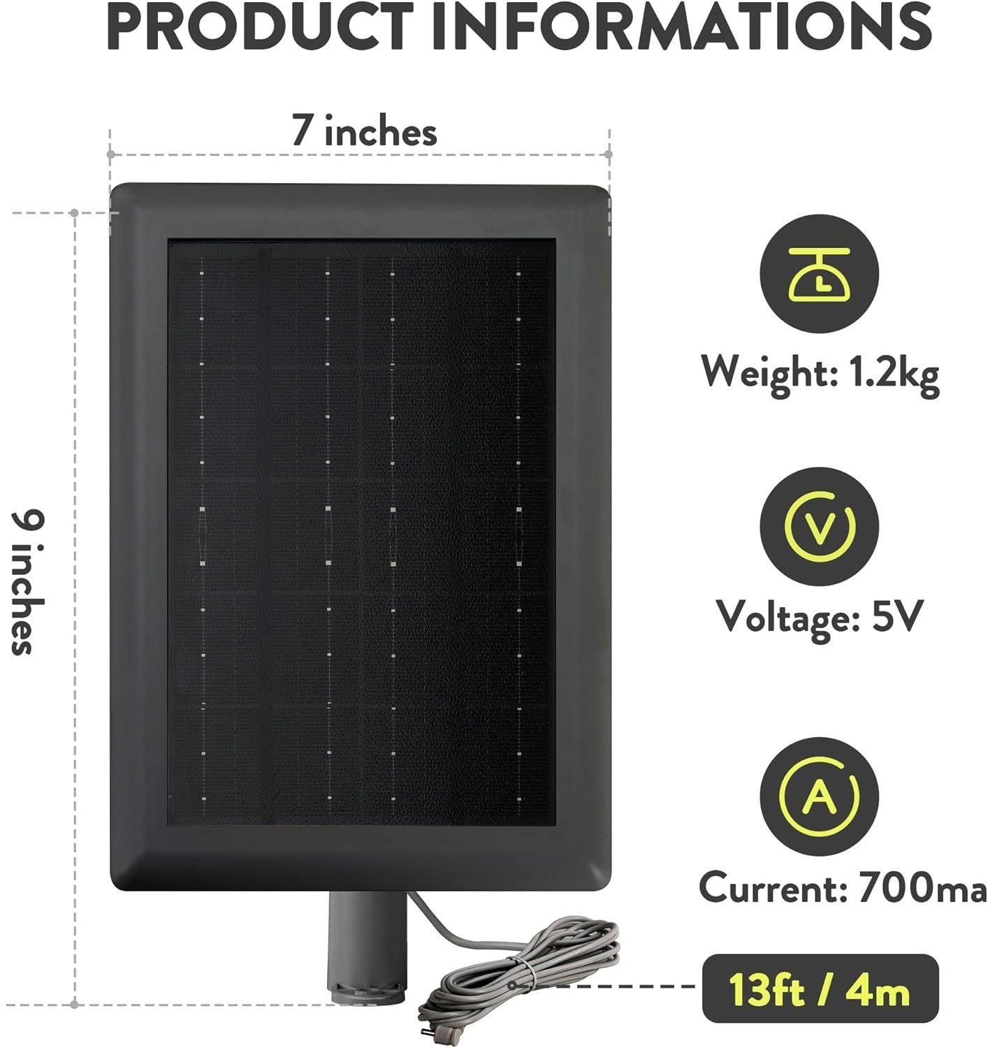 Solar Panel for Ring Camera(2Nd Generation), 2 Pack 5W Solar Panel with 12FT