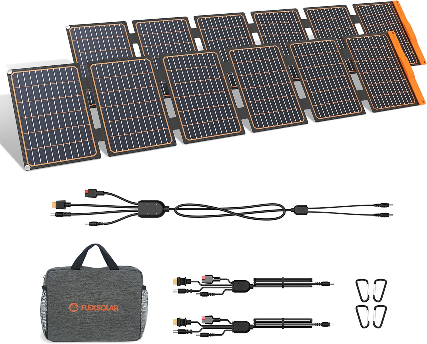 2PCS 60W Portable Solar Panels Chargers with PD3.0 USB-C,QC3.0 USB-A and DC Outp
