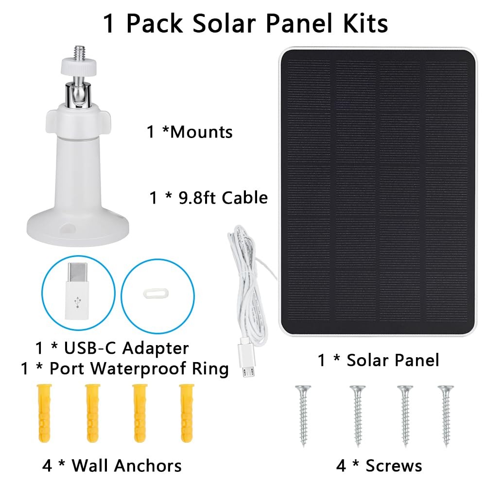 Solar Panel Compatible with SimpliSafe Outdoor Camera Series 2 Wireless, 4W 5V S