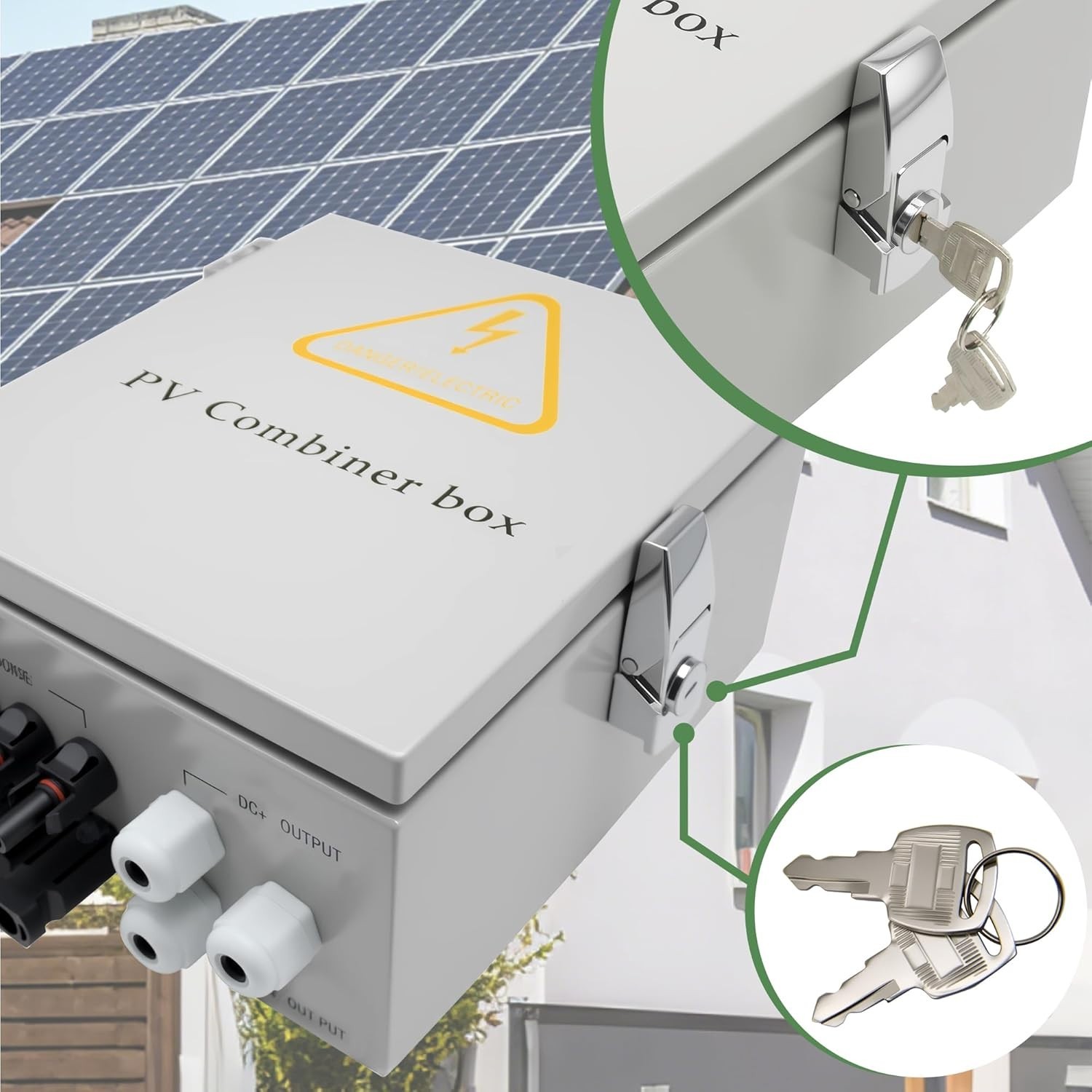 Durable 4 String PV Combiner Box – 63A Breaker, 15A Fuse & Easy Installation