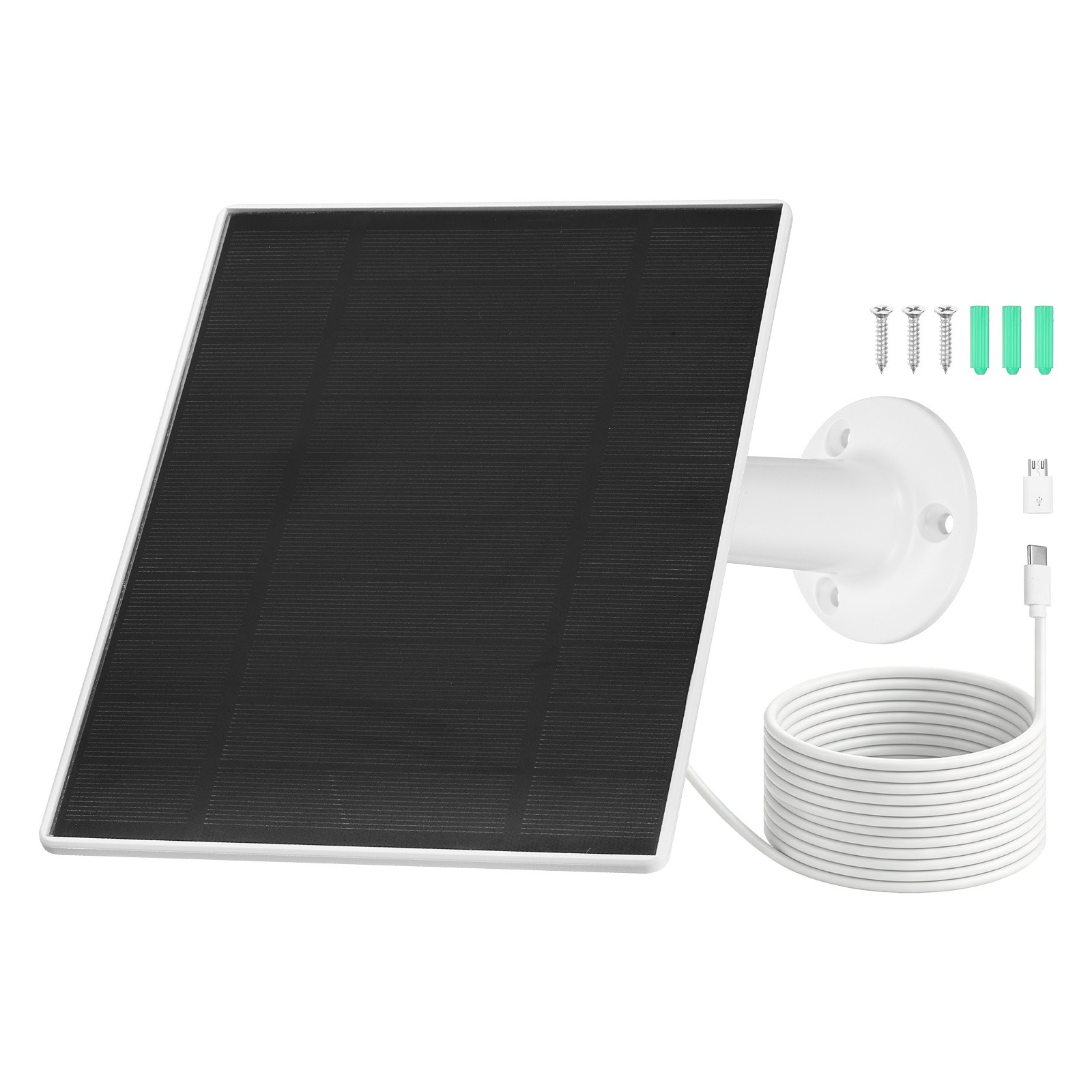 1 Pack of 5V 6W Solar Panel, Waterproof Dual Type-C/USB Solar Charger, White