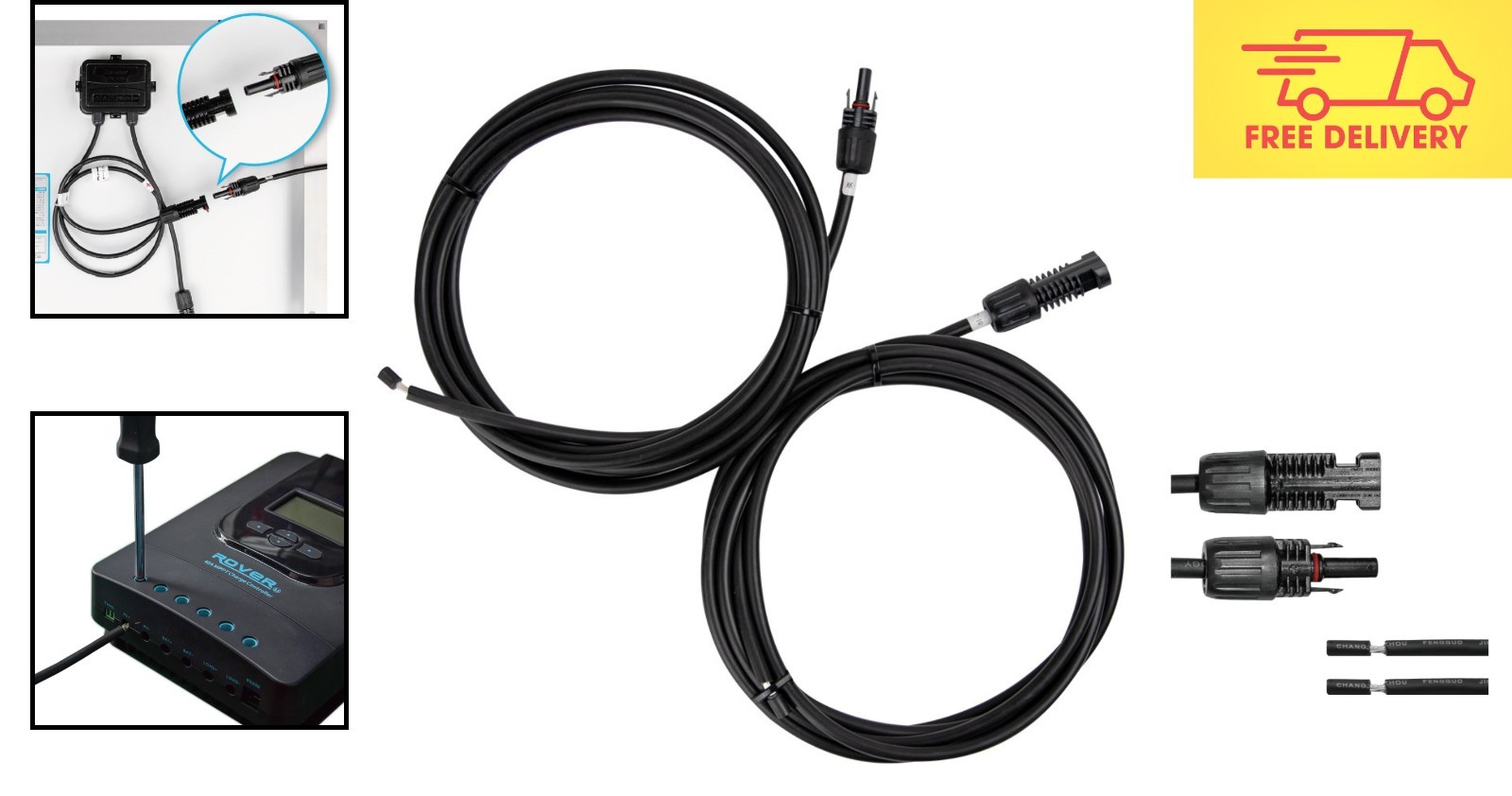10ft UV Resistant Solar Adaptor Extension Cables for Efficient Connections