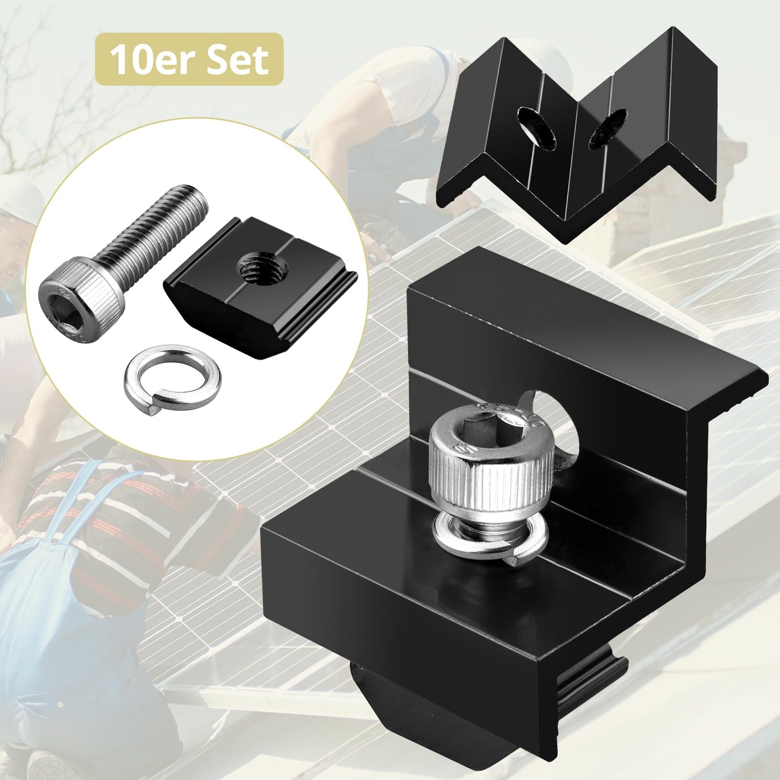 10pcs Solar Panel End Clamp 30mm/35mm Aluminum Z Brackets For Solar Panels Solar