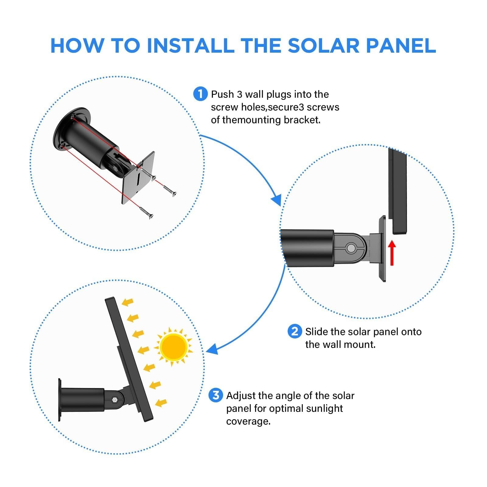 Solar Panel for Ring Stick Up Cam Battery & Plugin, 12ft Waterproof Cable, Co…