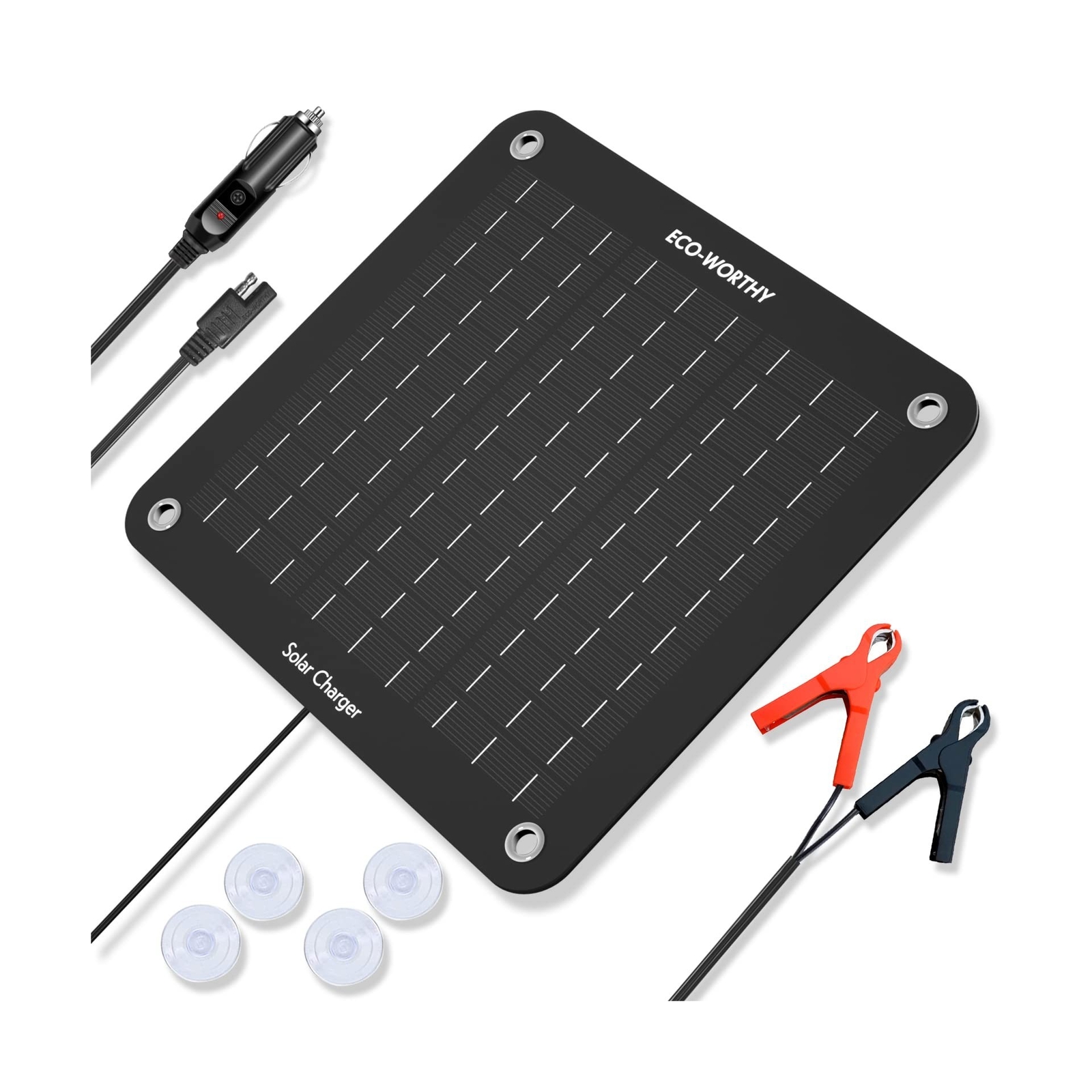 ECO-WORTHY 10W Solar Car Battery Charger Maintainer 12V Waterproof Solar Pane…