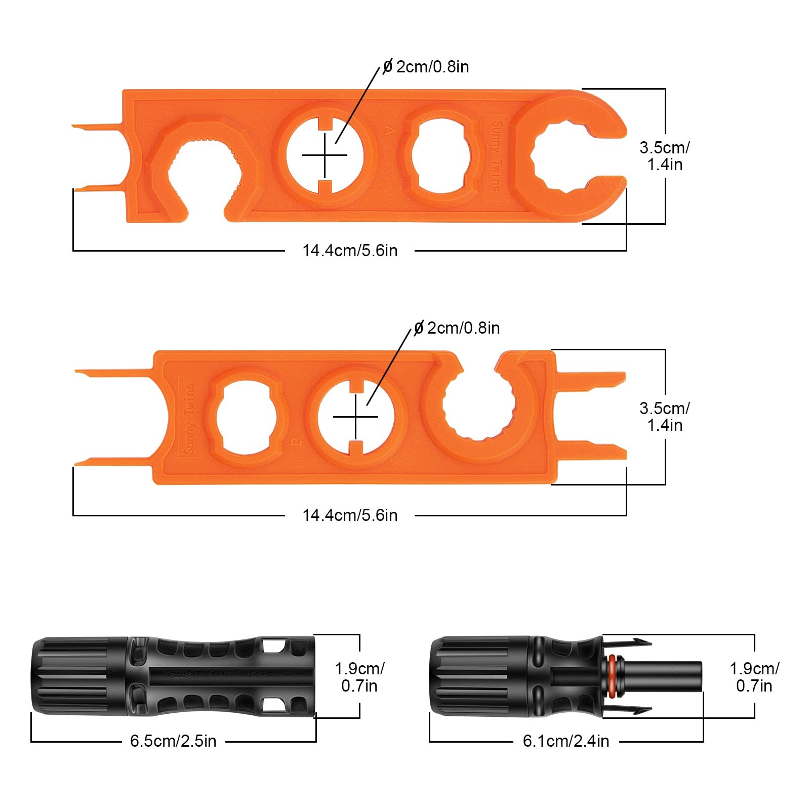 16 PCS 8AWG Solar Connectors with Spanners, 8 Pair Solar Panel Connectors Mal…