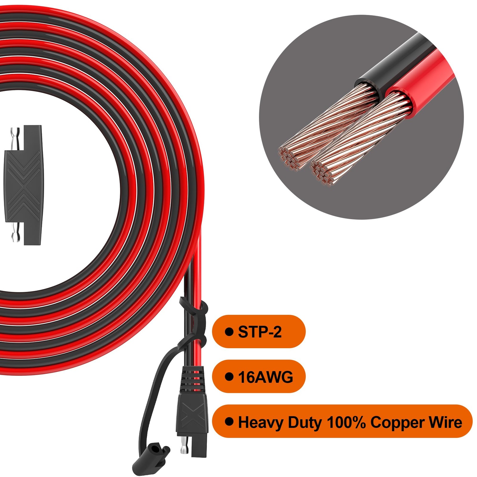 25Feet SAE Extension Cable Quick Disconnect Connector 16AWG for Automotive, S…