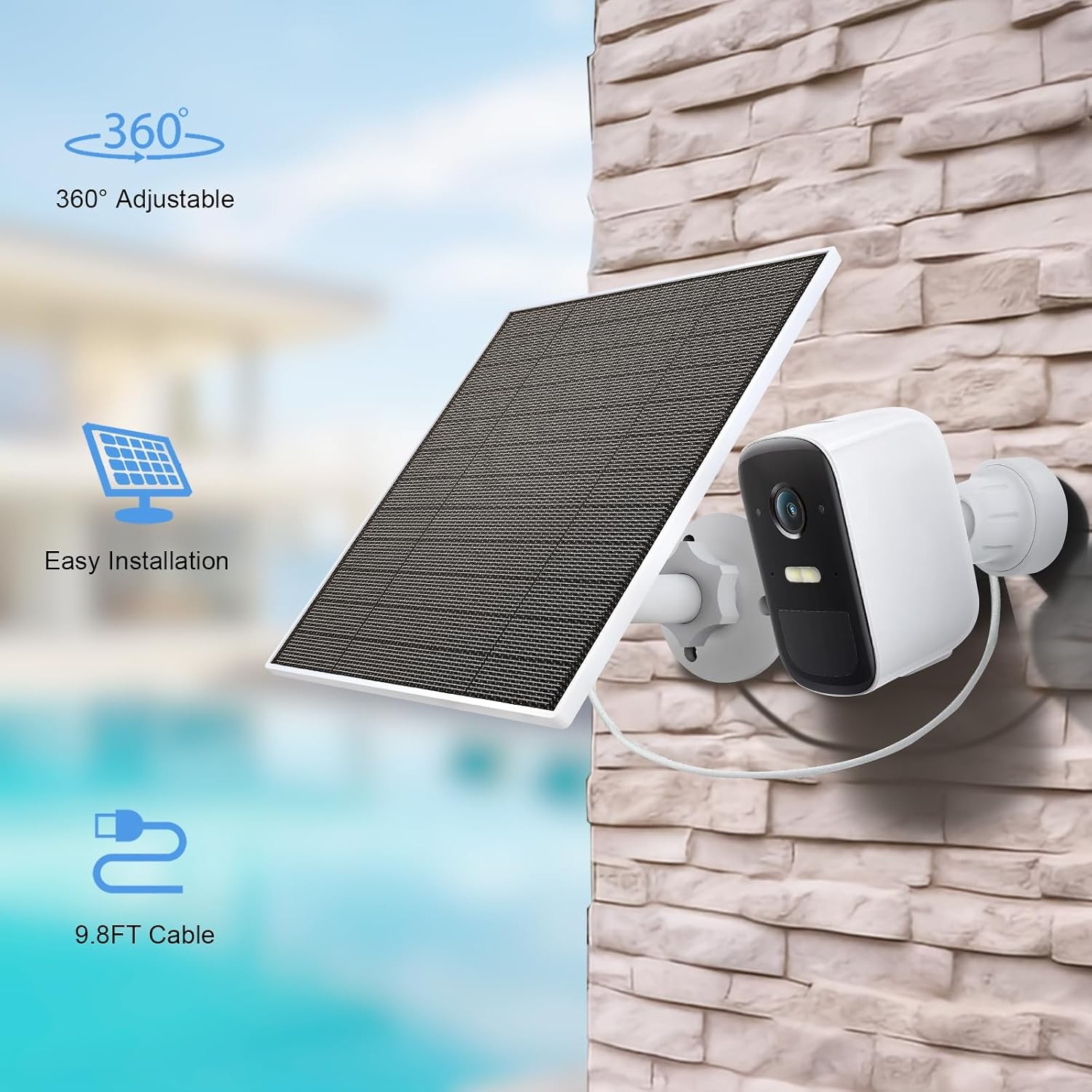 Solar Panel Eufy Outdoor Camera 5W Solar Panel Charger Compatible W/ Eufycam