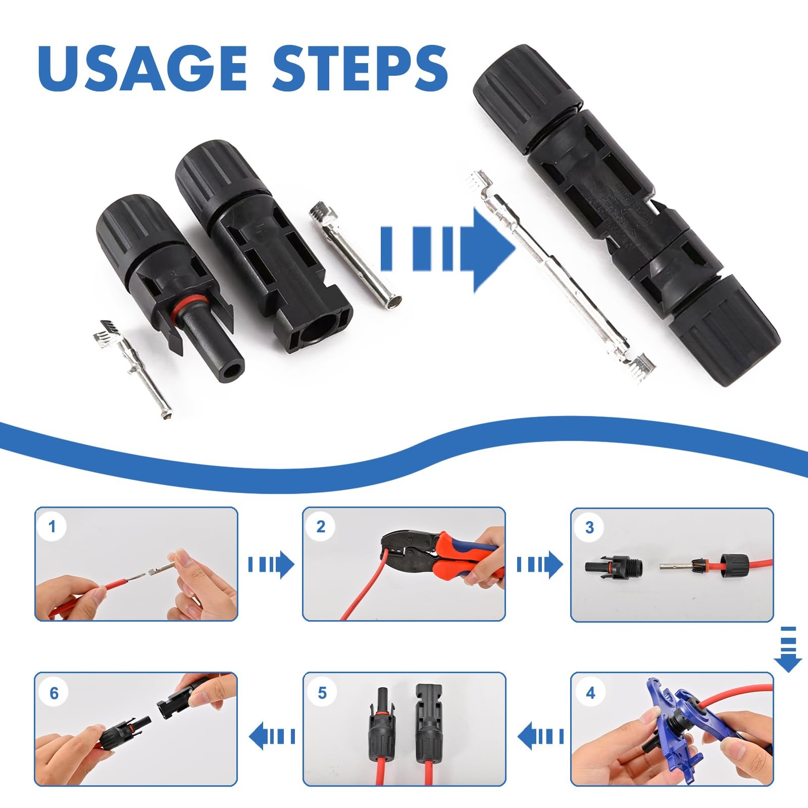 Usngsny 16 PCS Solar Panel Connectors, Male/Female IP67 Waterproof 1000V 30A …