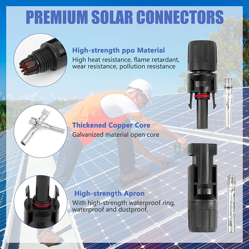 10 Pairs Male Female Wire Cable Connector Set Solar Panel Wiring 30A Waterproof