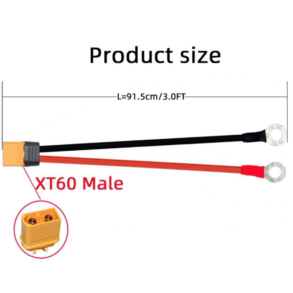 to O Terminal Cable,XT60H Male to O Eyelet Terminal Plug Connector Cable5868