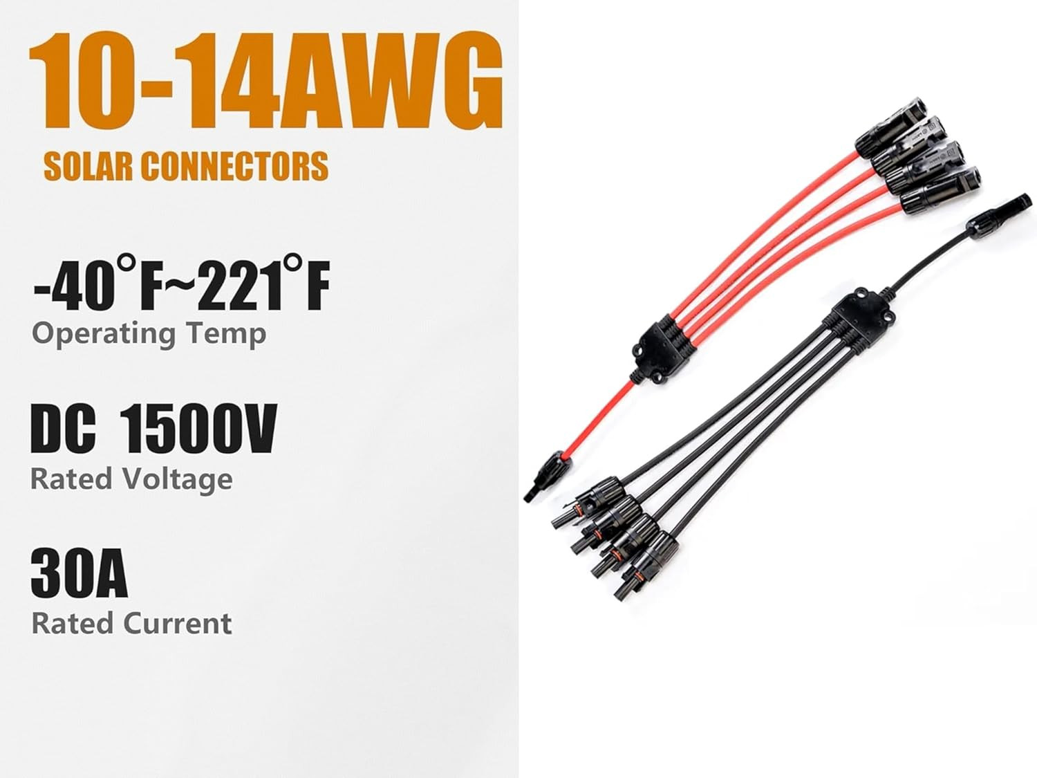 Solar Y Connector ,Solar Panel Connectors, 4 to 1 Splitter,Y Branch Connectors 1