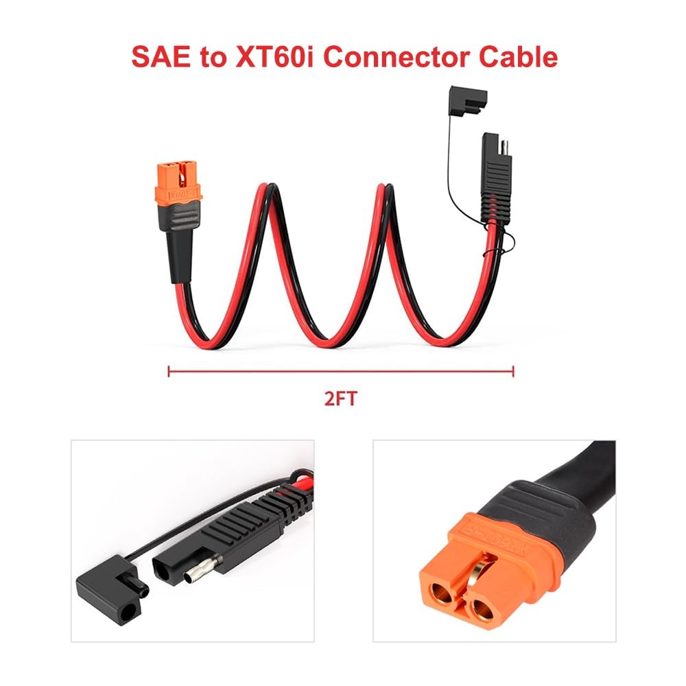 12AWG Xt60I to SAE Adapter Extension Cable with SAE Polarity Reverse Adapter for