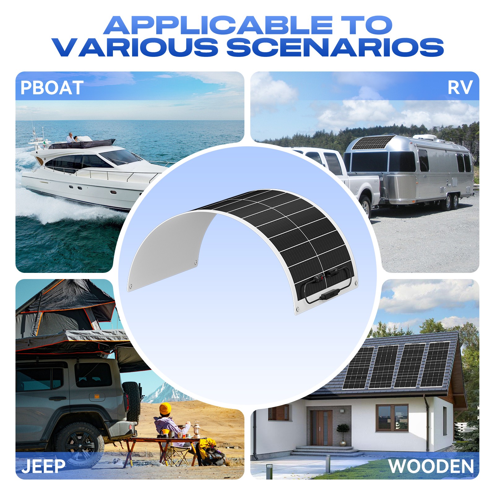 100W 200W 300W 12V Solar Panel Solar System Home Boat Charging Camp Power Carava