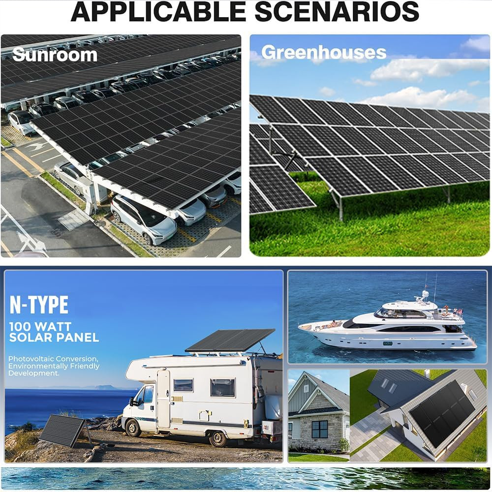 200 Watt Solar Panel, 12V Single Panel, N-Type Monocrystalline 25% High-Efficien
