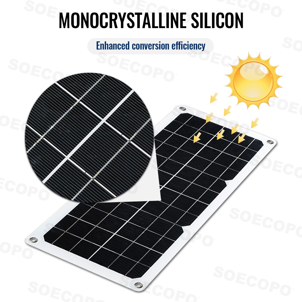 SOECOPO 150W Monocrystalline Solar Panel Kit with 30A/60A/100A LCD Controller
