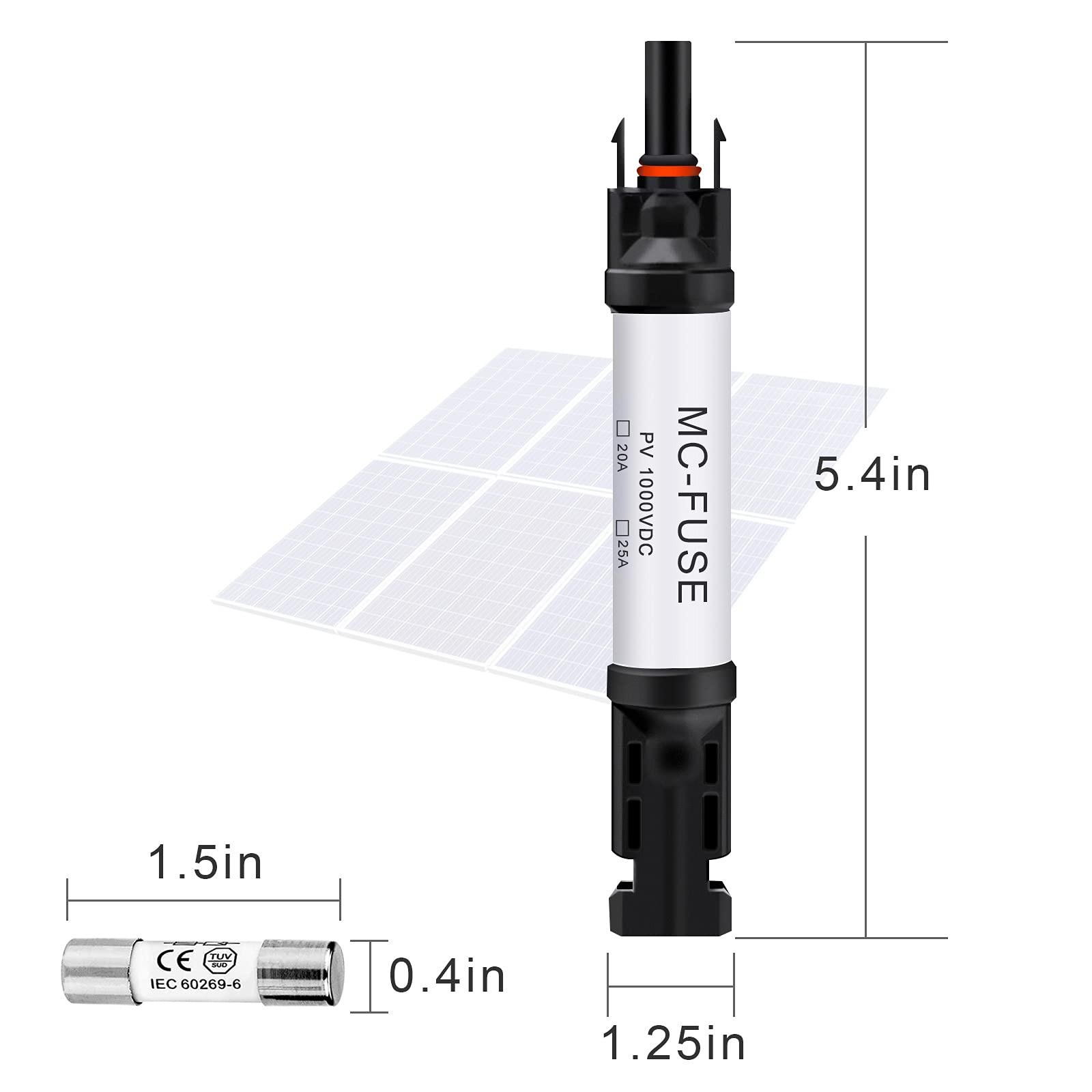 20A Solar Fuse Holder Connector IP68 Waterproof 1000V in-line Fuse Holder 20A Ma