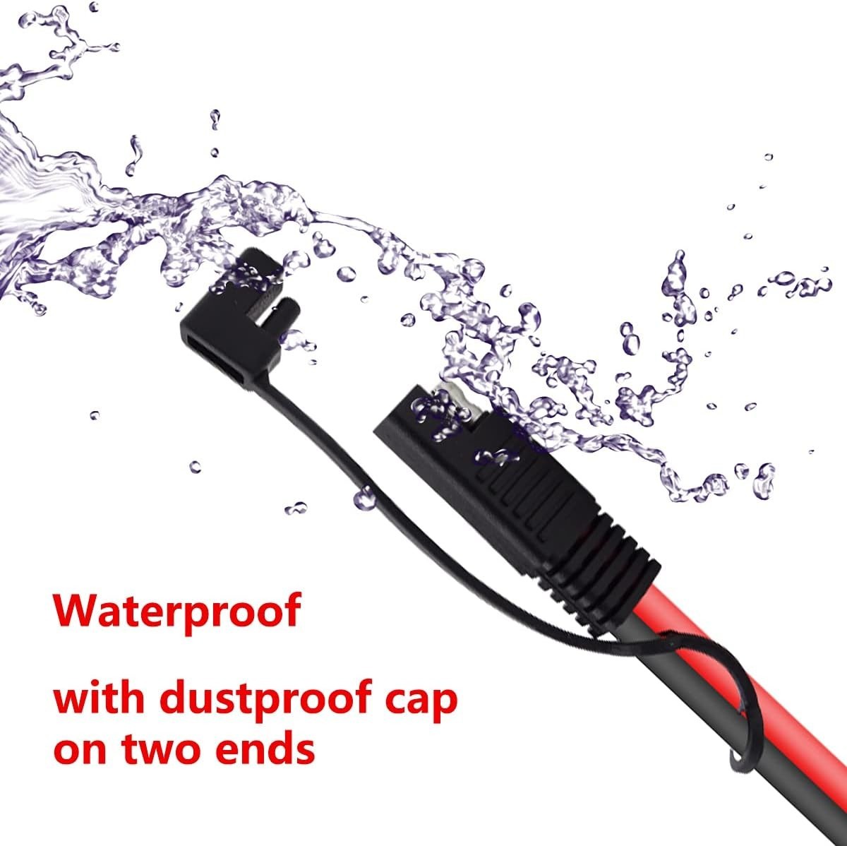 2 FT SAE Extension Cable Copper 10GA Waterproof Quick Connect with Fuse