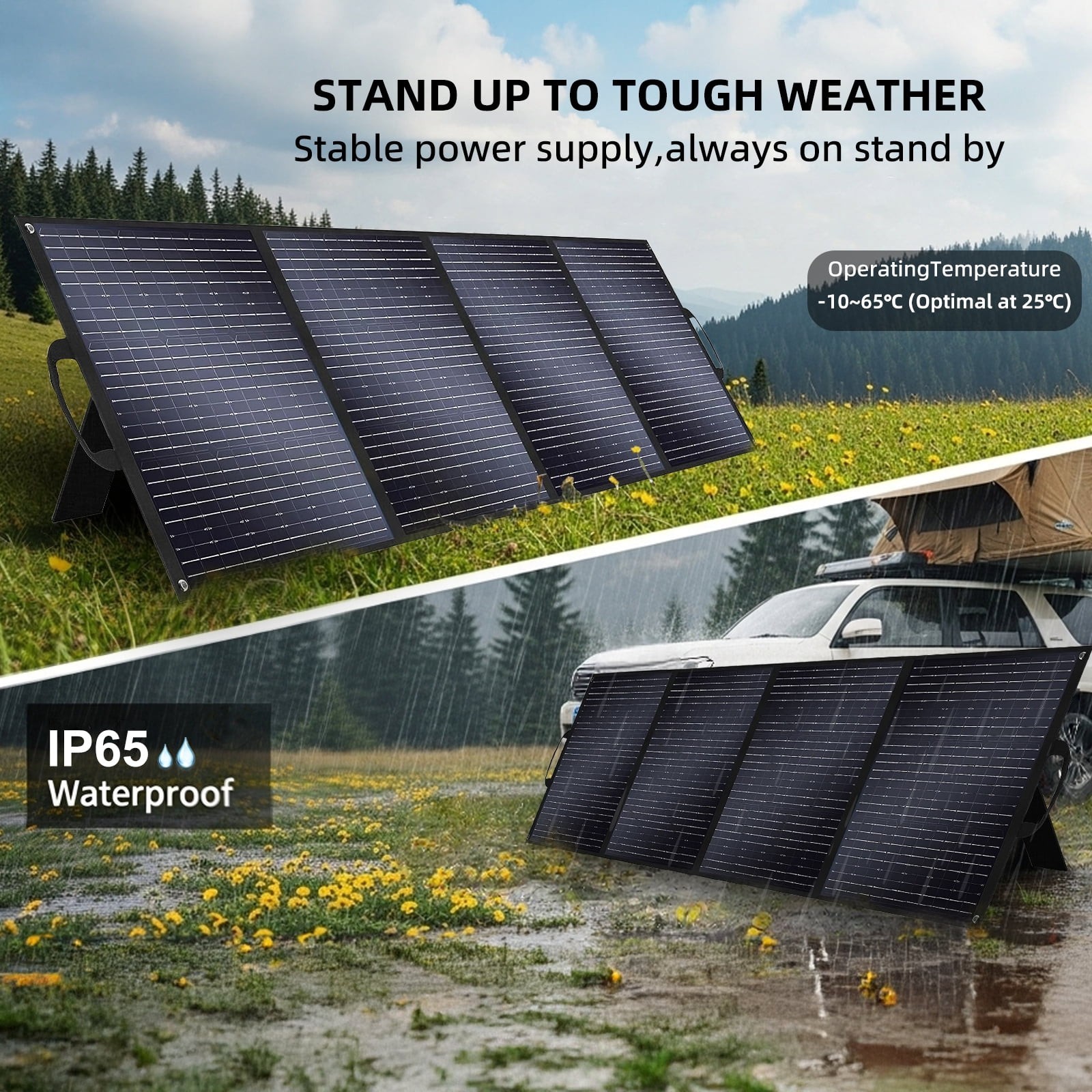 2PCS Foldable 200W Solar Panel ETFE-Coated & Monocrystalline Power Backup
