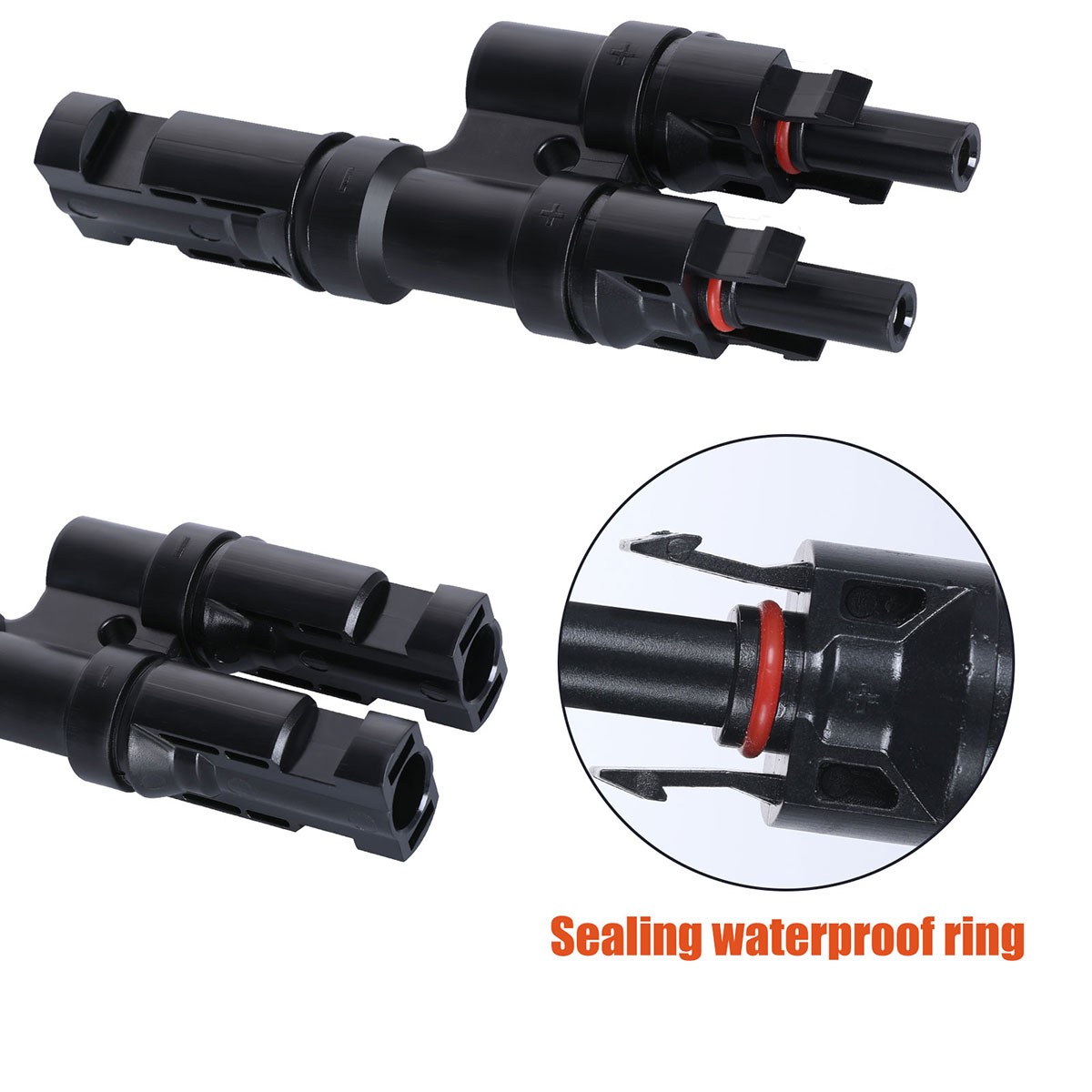 1 Pair T Branch Connectors Solar Panel Connector MMF+FFM for Parallel Connection