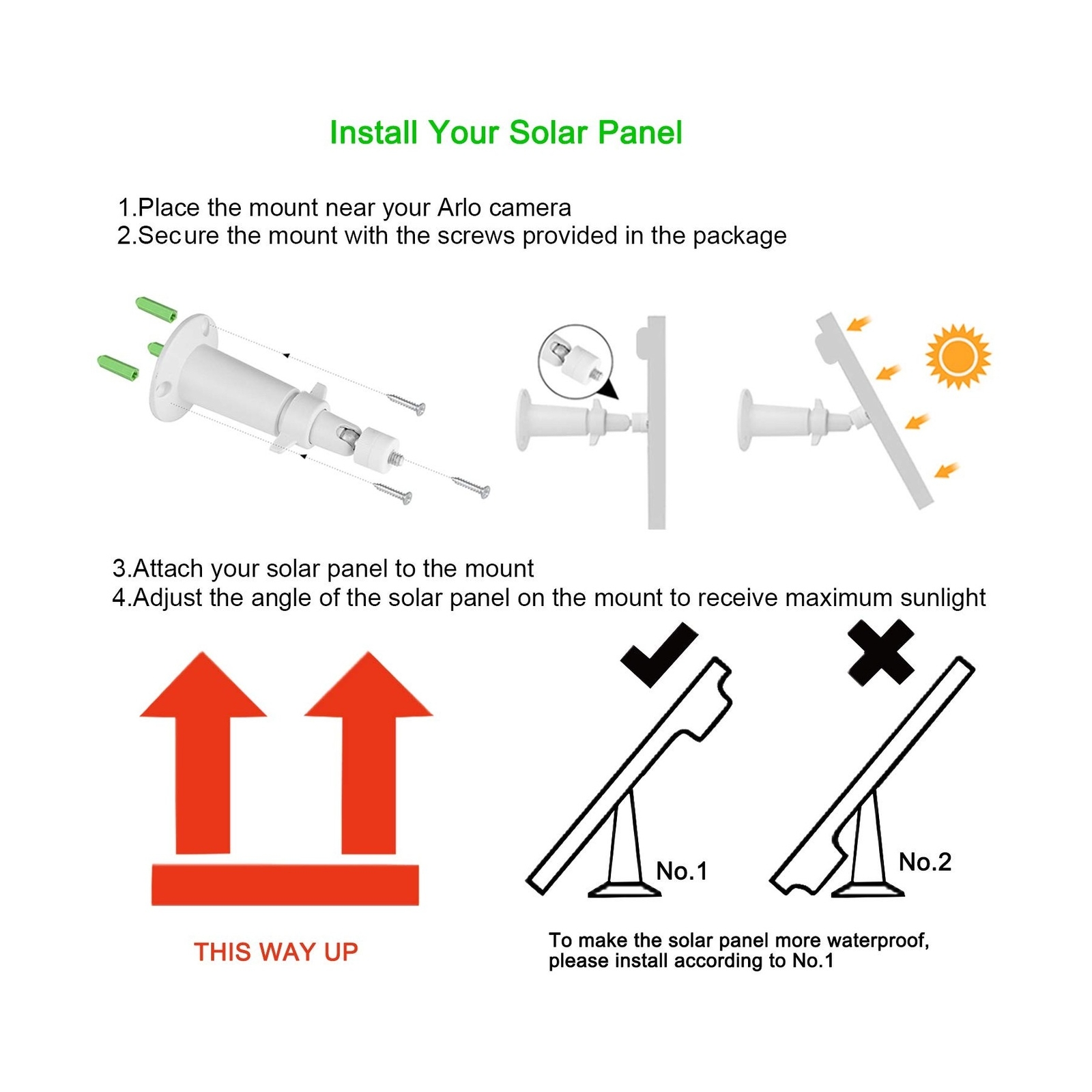 iTODOS Solar Panel Works for Arlo Pro and Arlo Pro2 Camera,11.8feet Power Cab…