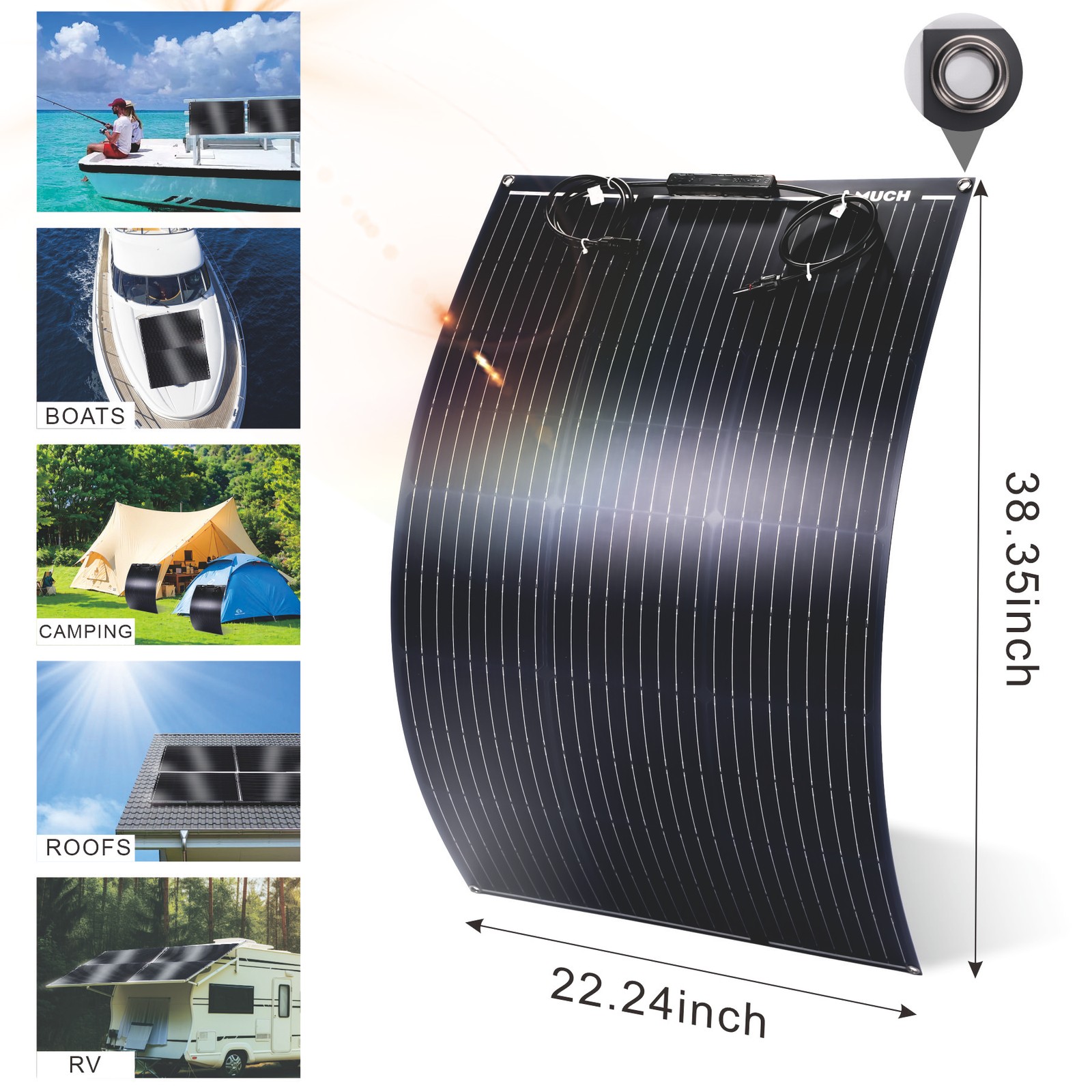 400W Portable Semi-Flexible Solar Panel RV Camping Off-Grid Rooftop 12V/24V/48V