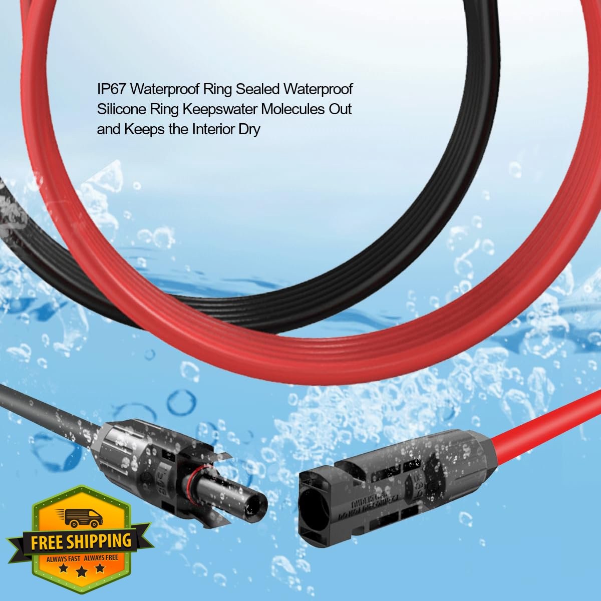 ELFCULB Solar Extension Cable 30FT 10AWG Black Red
