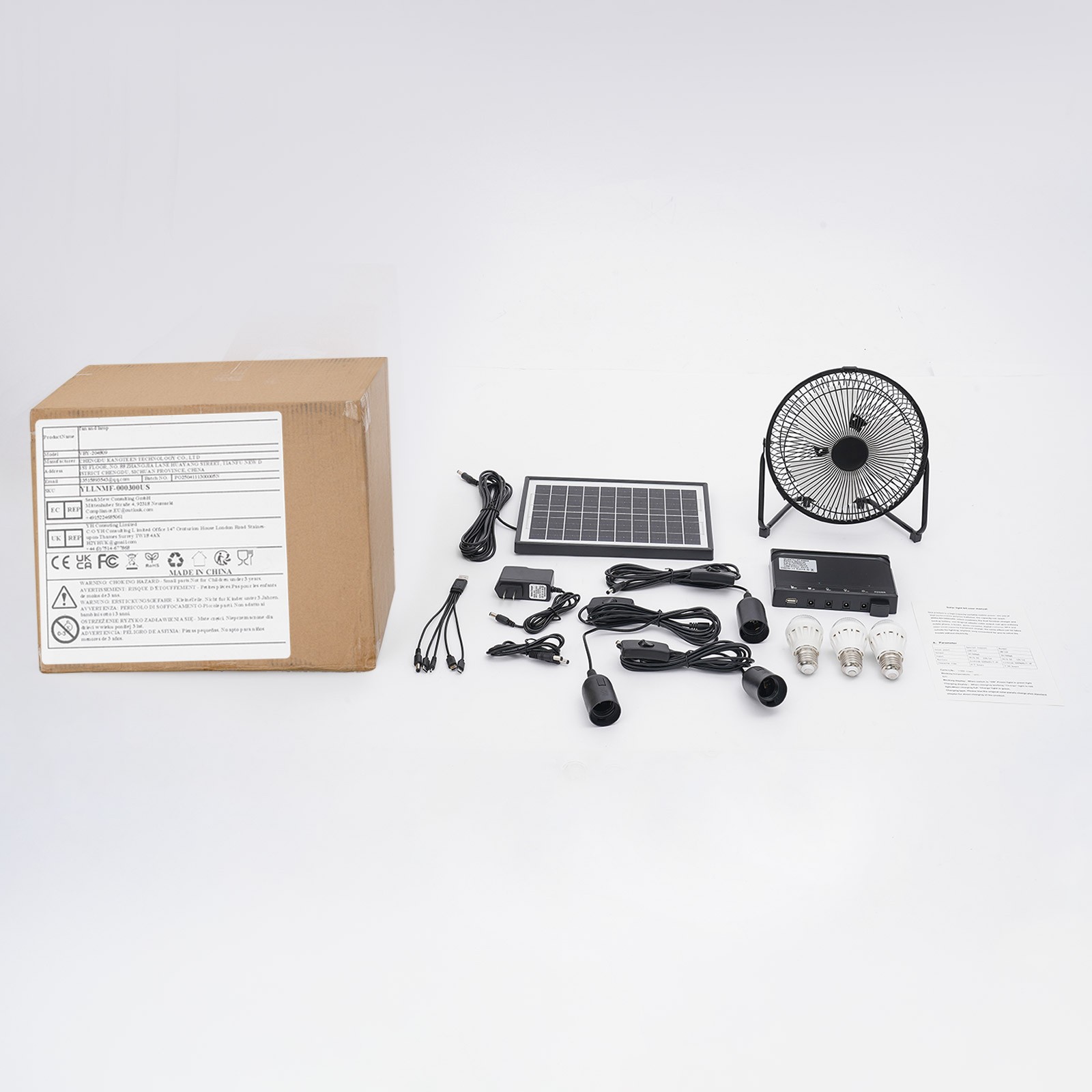 Solar Generator Portable Lighting Fan System Kit, Solar Fan and Lamp Kit