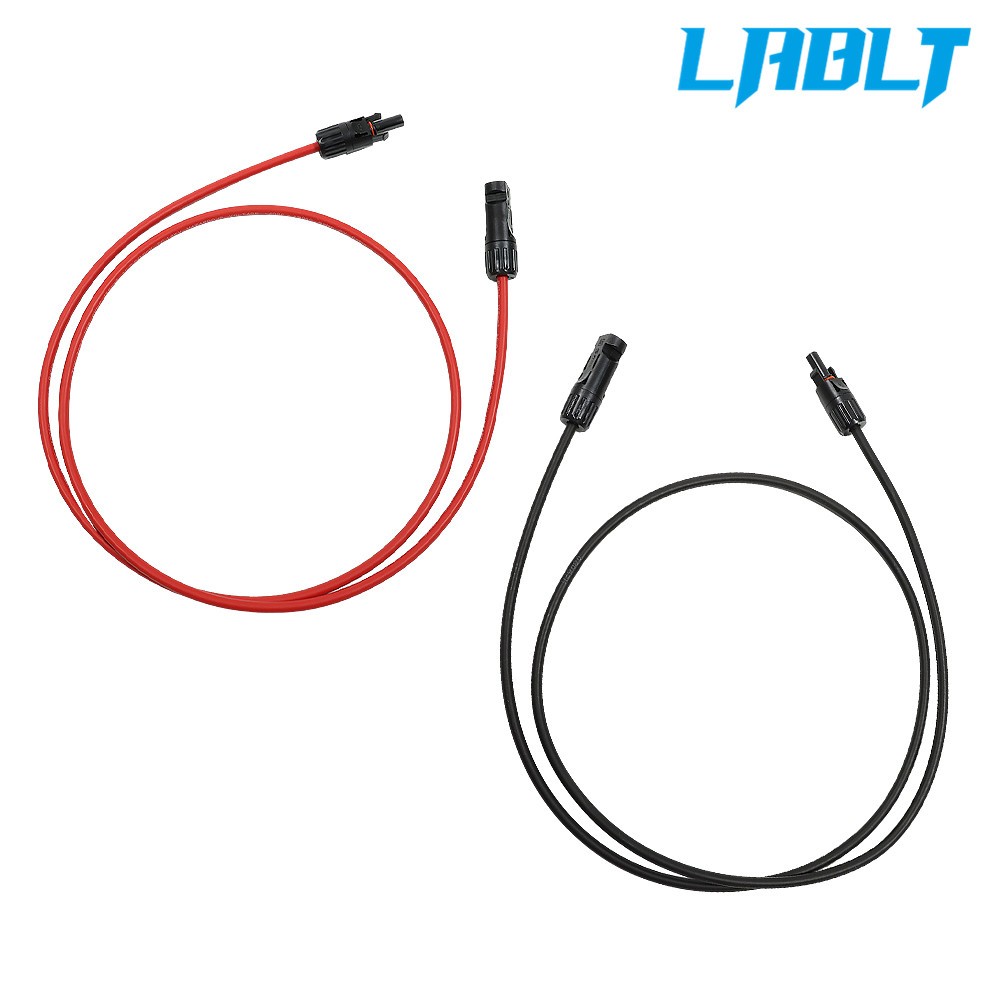 LABLT 1Pair Black + Red Solar Panel Extension Cable Wire Connector 12/10 AWG