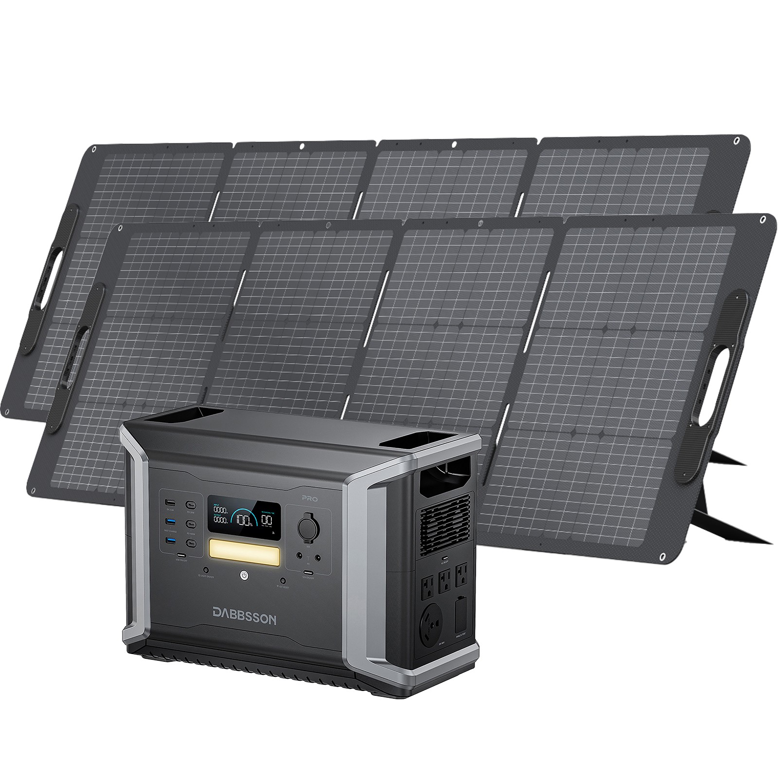 Dabbsson 2400W 2150Wh Power Station LiFePO4 with 2x 210W Folding Solar Panel