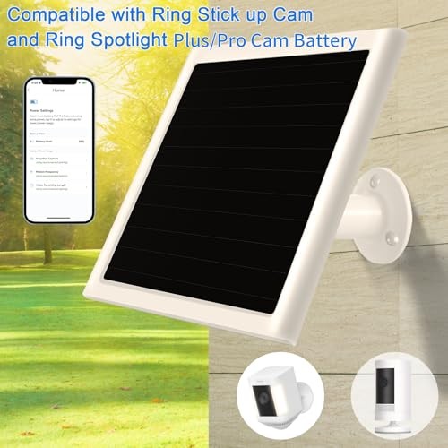 6W Solar Panel Charger for Ring Camera, Compatible with Ri ng Stick White 2Pack