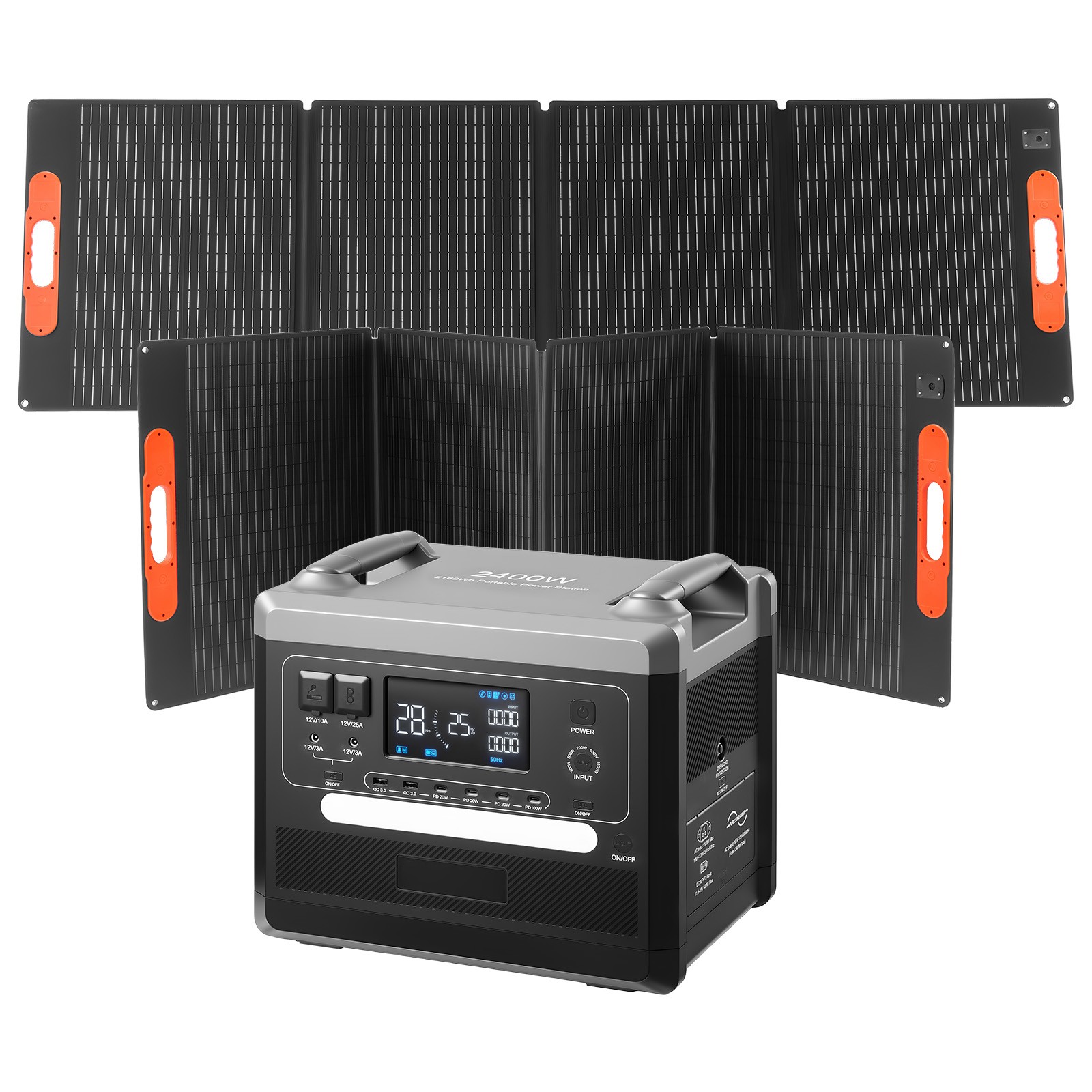 Uimoso Portable Power Station 2400W 2160Wh with 2 Foldable 200W Solar Panels