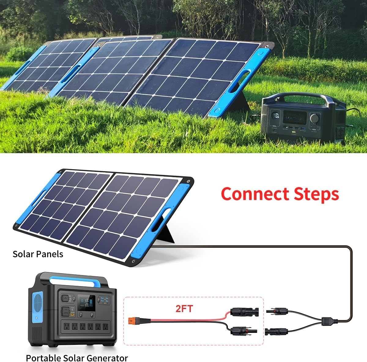 Solar to XT60i Cable 2 10 25 35 50 75 100FT Solar Connector to XT60i 10AWG 2FT