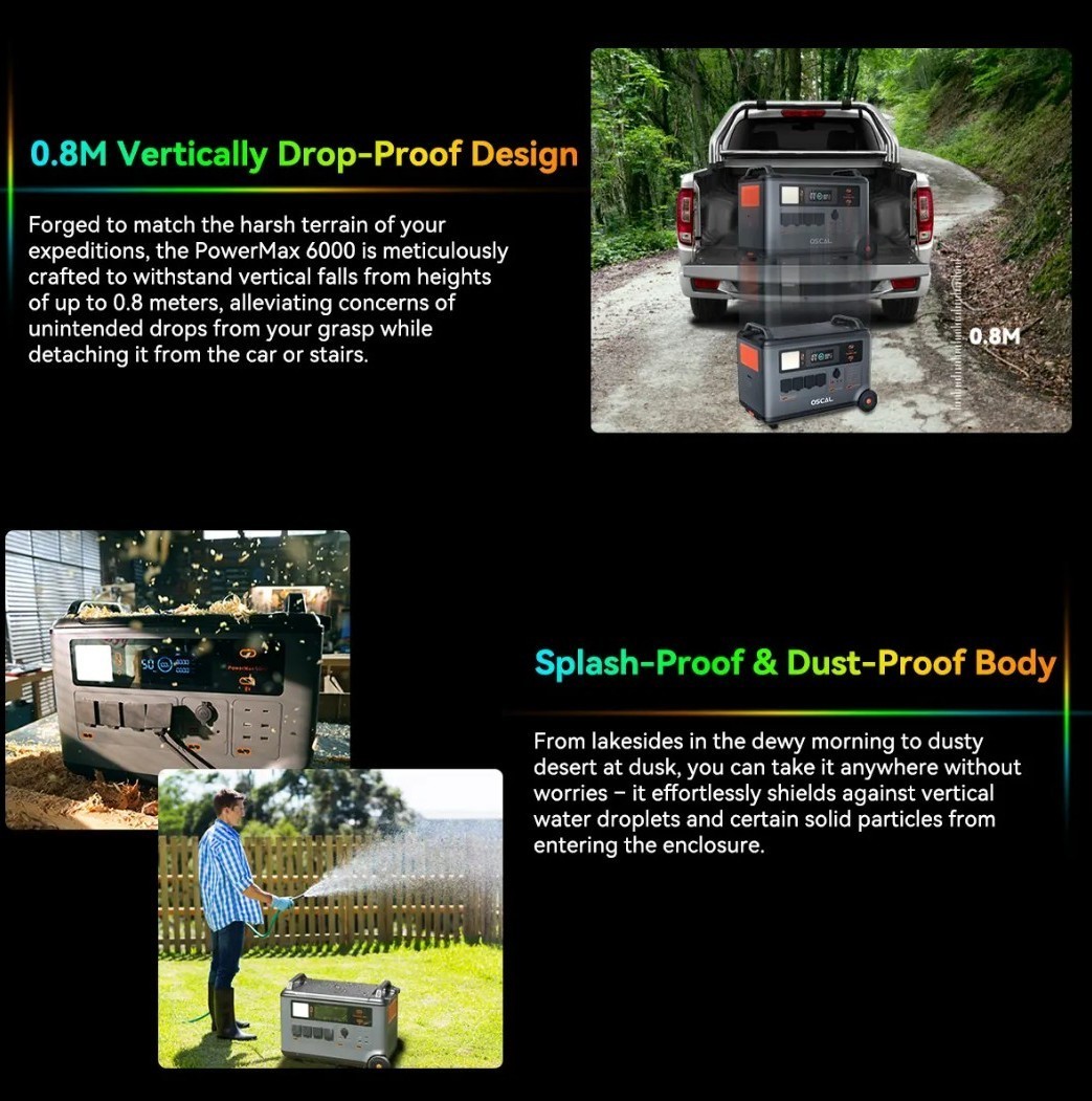 Blackview OSCAL PowerMax 6000W 3600Wh LiFePO4 Portable Camping Solar Generator