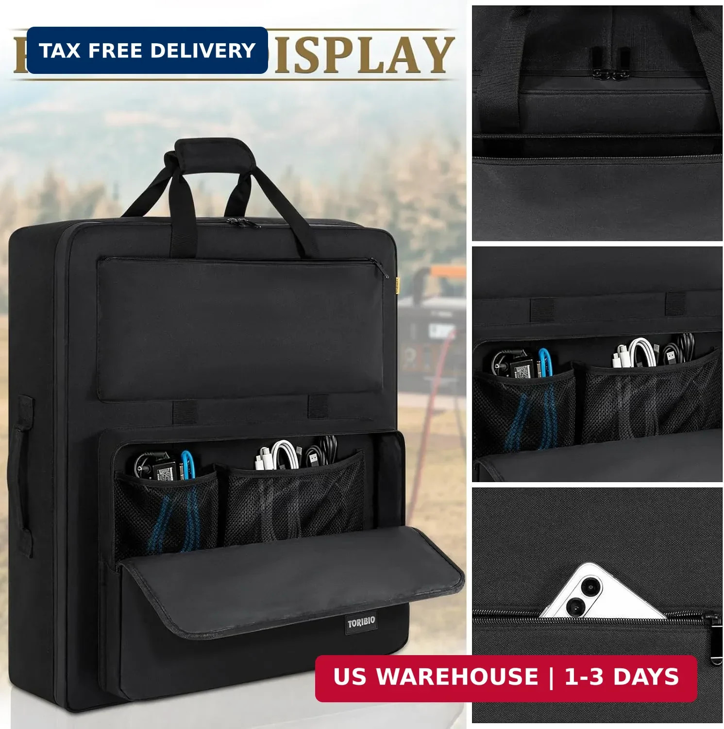 Solar Panel Travel Bag, Portable Solar Panel Storage Bag Compatible with Jackery