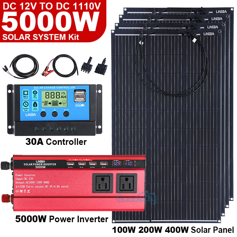 5000W Power Inverter & Solar Panel System for Home Complete Kit Solar Generator