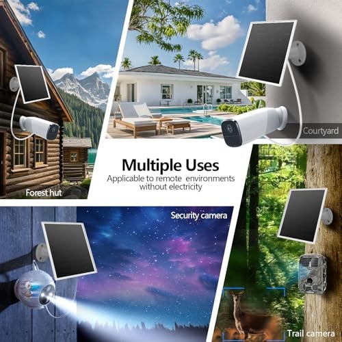 6W Solar Panel for Outdoor Security Camera with Micro USB & USB – C white-1Pack