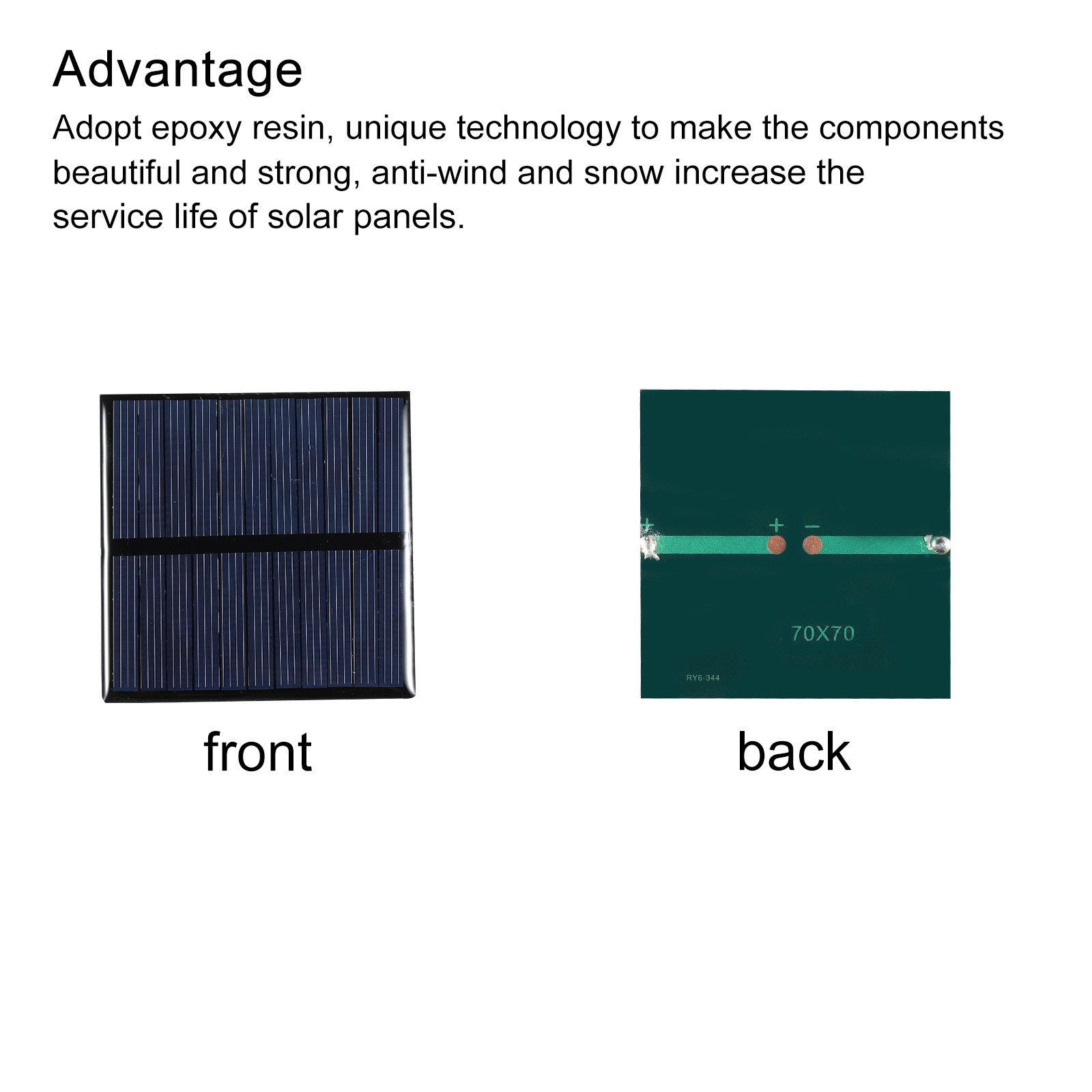 2 x Mini Solar Panel Cell 5.5V 110mA 0.605W 70mm x 70mm for DIY Project