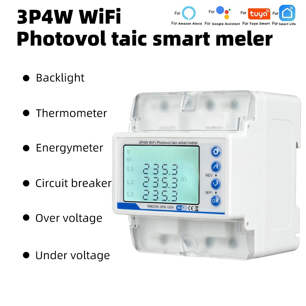 Smart WiFi Energy Meter Three Phase by For Tuya with Voltage Protection