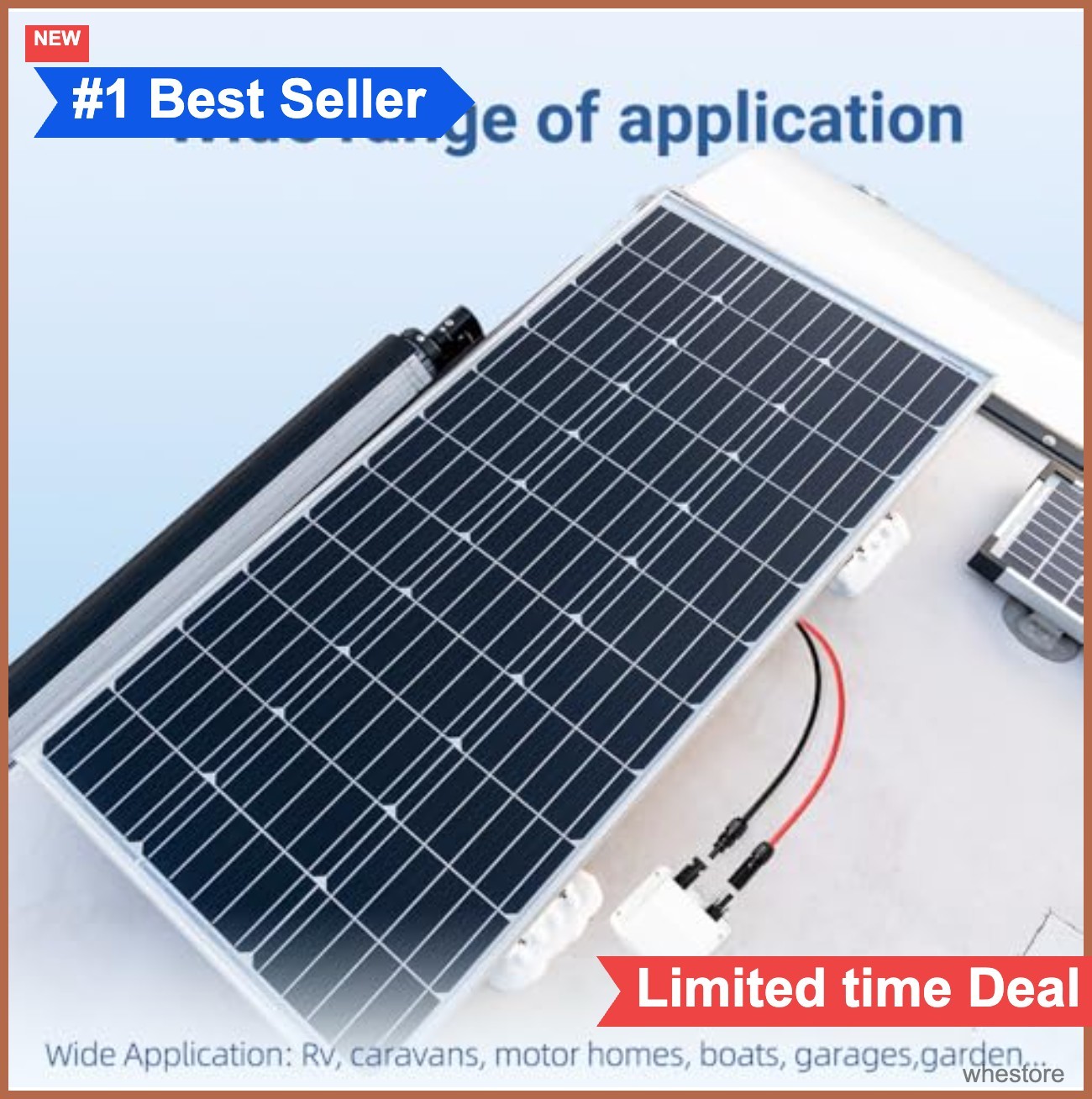 Solar Dual Cable Entry Housing IP68 UV Resistant 10AWG 3.28ft for RV Boat Solar