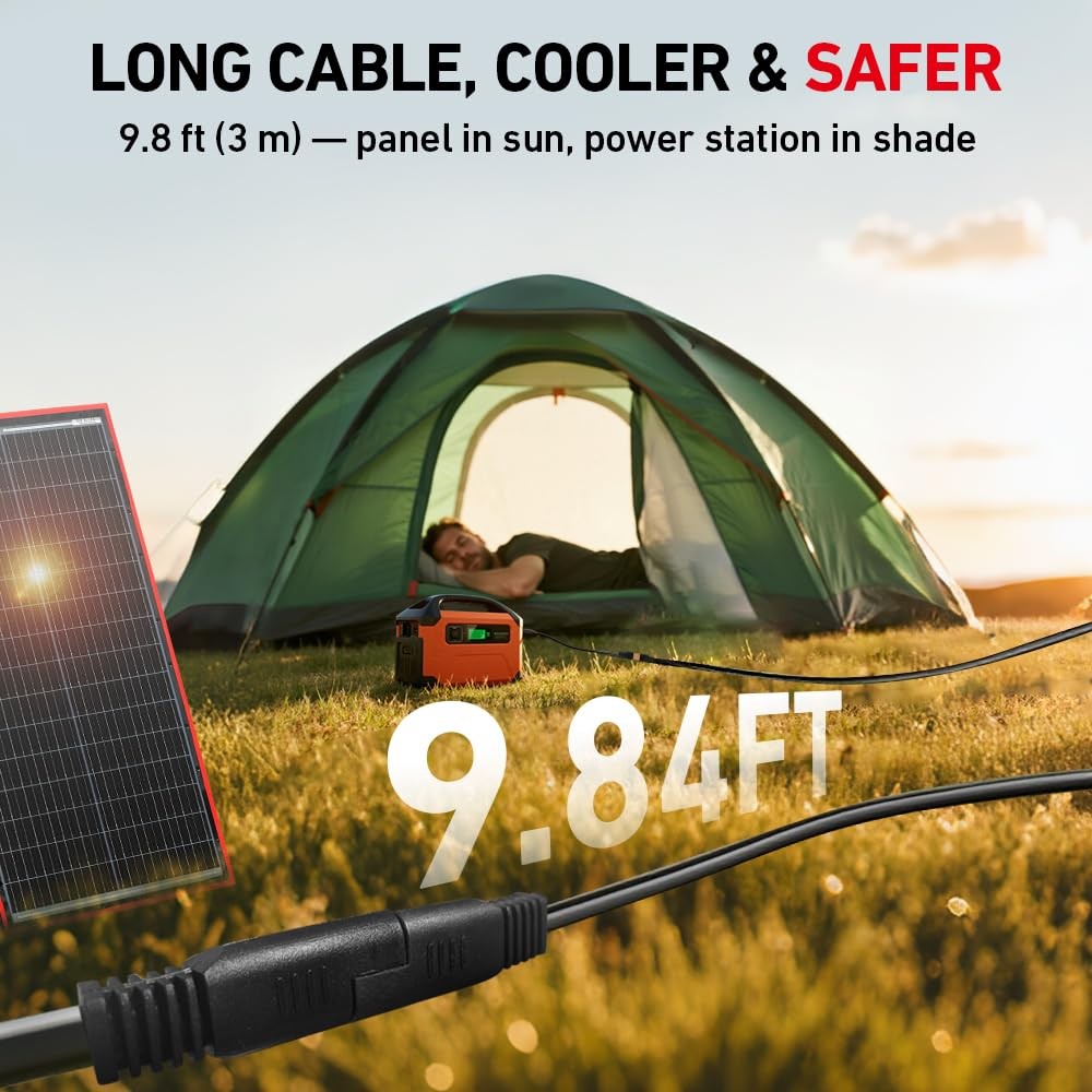 DOKIO 300W Portable Foldable Solar Panel Kit, Compact 12V 20x38in, Black
