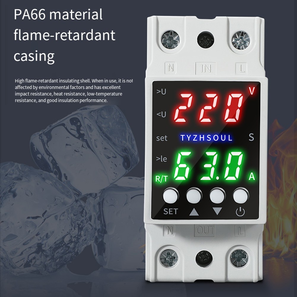 Dual LCD Display Voltage Protector with Automatic Over Under Current Control