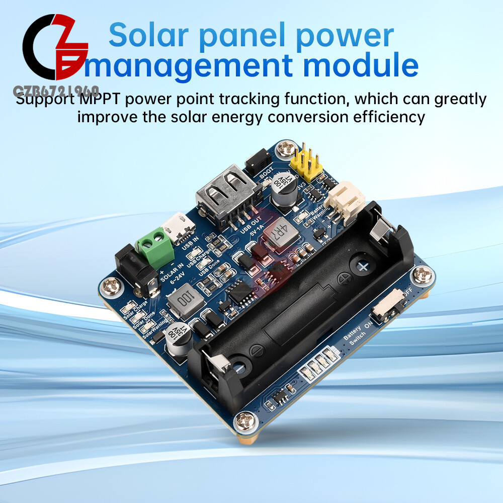 Power Manager Module for 6V~24V Solar Panel Support MPPT USB Battery Charging
