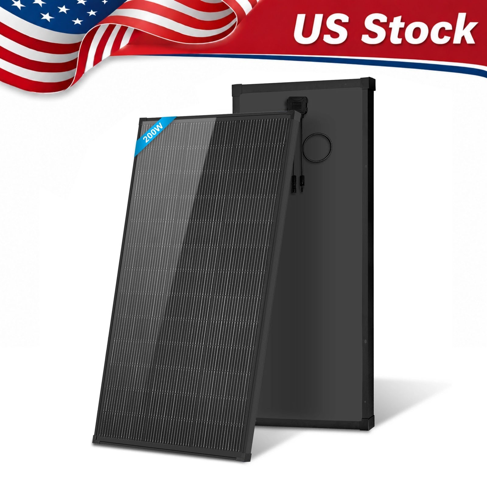 AeternaSol 200W 18BB N-Type Mono 18V Solar Panel Roof RV Boat Off-Grid Battery