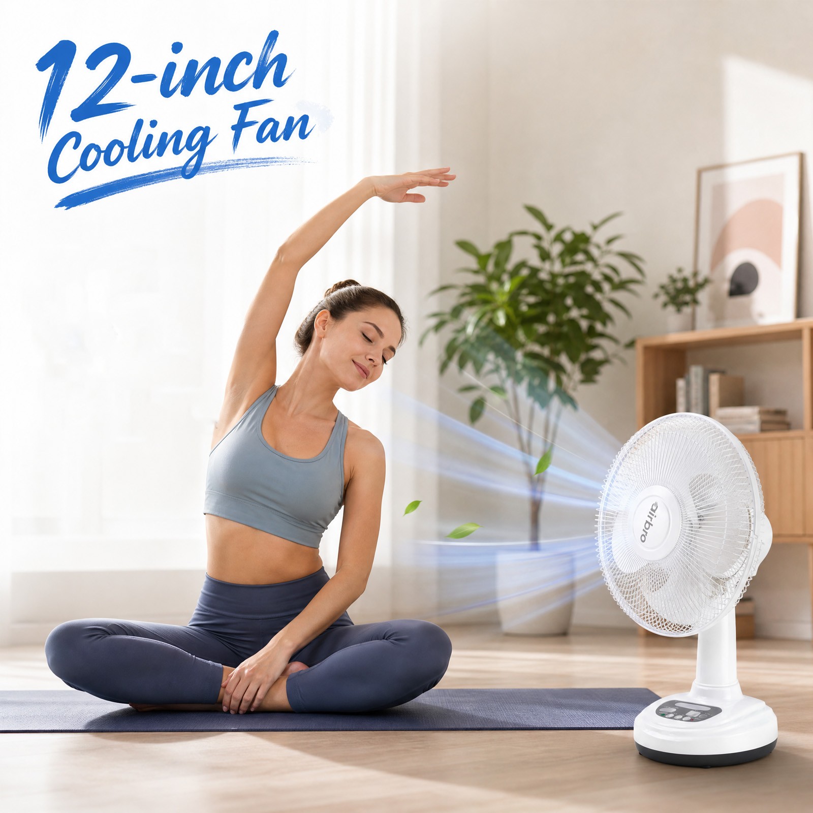 12” Table Fan 2-Speed Solar Powered Rechargeable Camping Fan Emergency Prepare