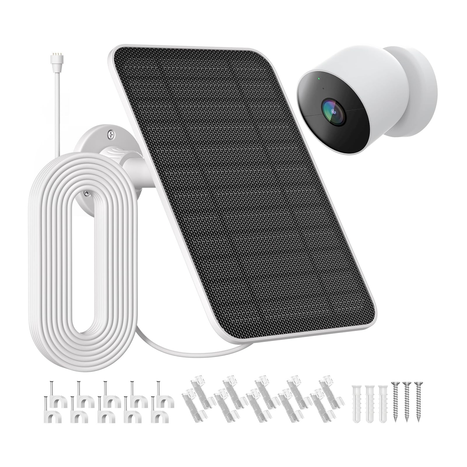 Solar Panel for Google Nest with Built-in 4000mAh Battery – with Google Nest …
